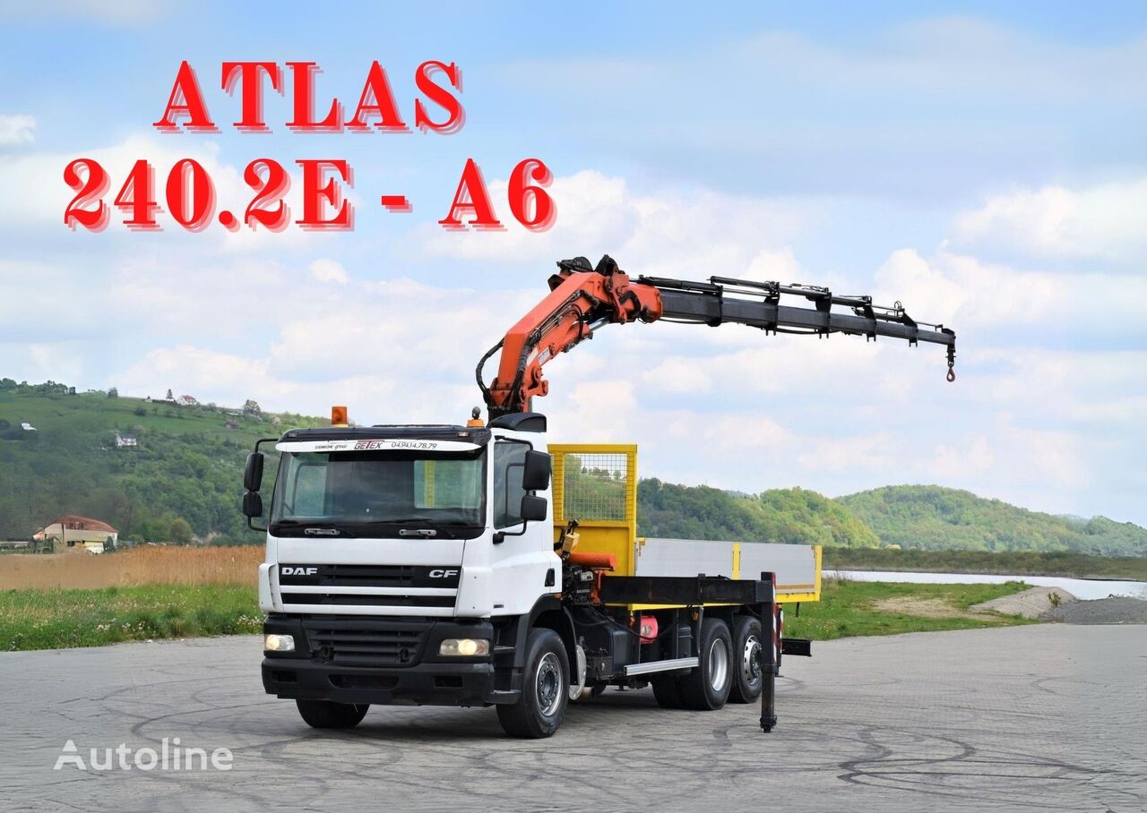 DAF CF 85.380 Pritsche 6,40 m+ ATLAS 240.2E-A6+FUNK! camión caja abierta