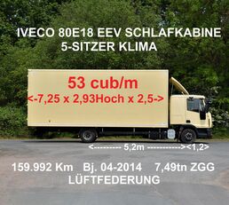 IVECO EUROCARGO 80E18 KOFFER 53m 5-SITZER SCHLAFKABINE camión furgón